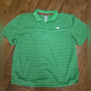 The North Face Mens Shirt Size XXL Green Polo Striped Zip Short Sleeve Collared